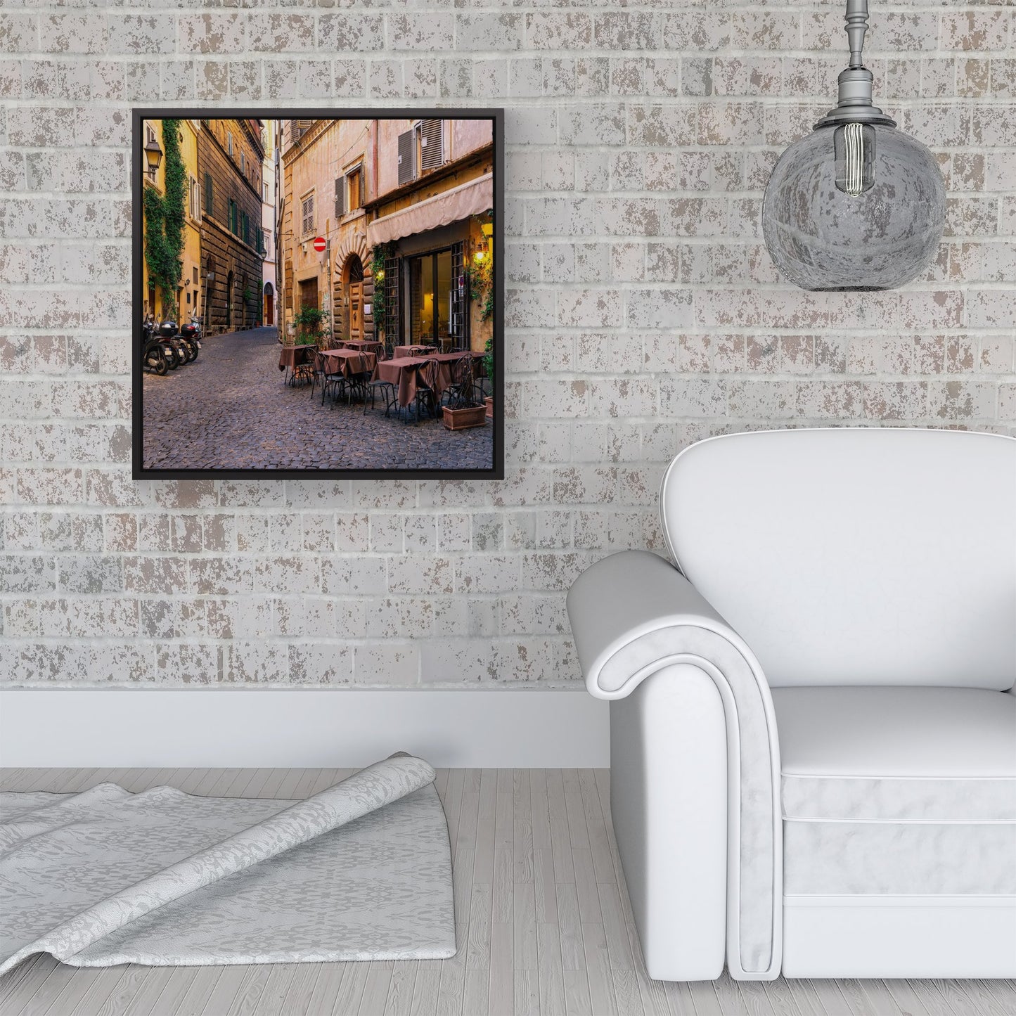 Cozy Rome Street Framed Canvas