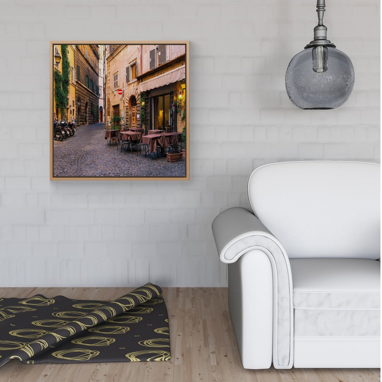 Cozy Rome Street Framed Canvas