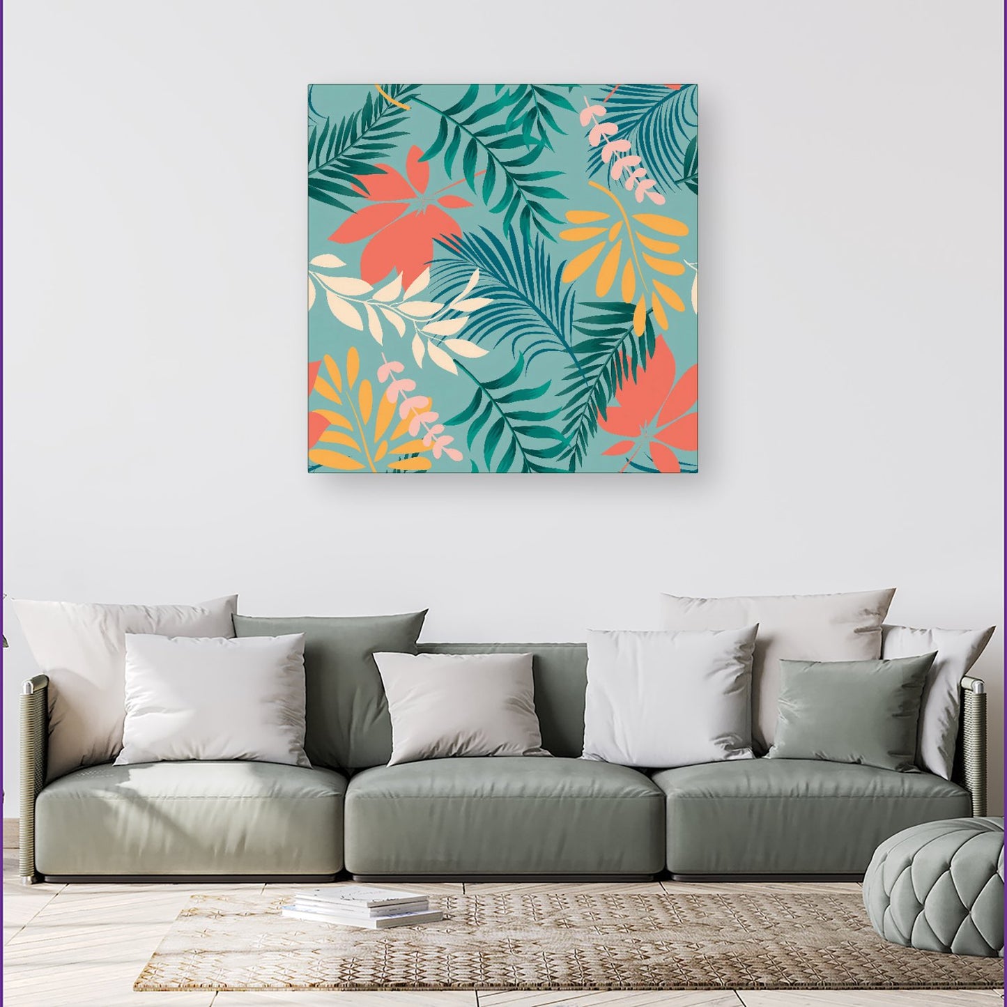 Abstract Bright Colorful Tropical Leaves Canvas