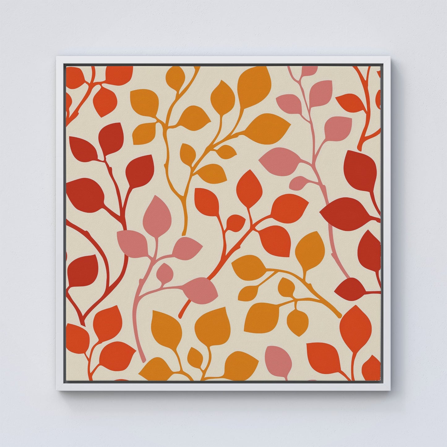 Colorful Autumn Leaves Framed Canvas