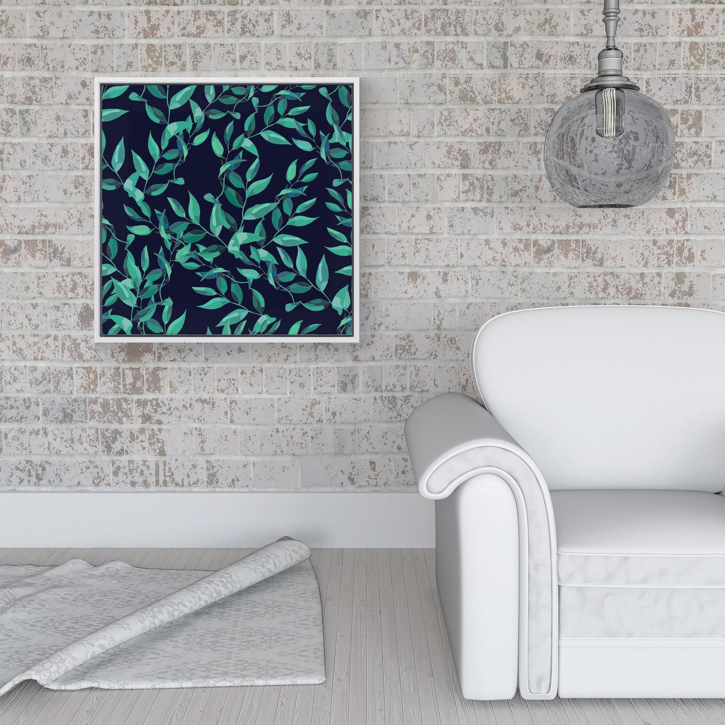 Delicate Green Foliage Framed Canvas