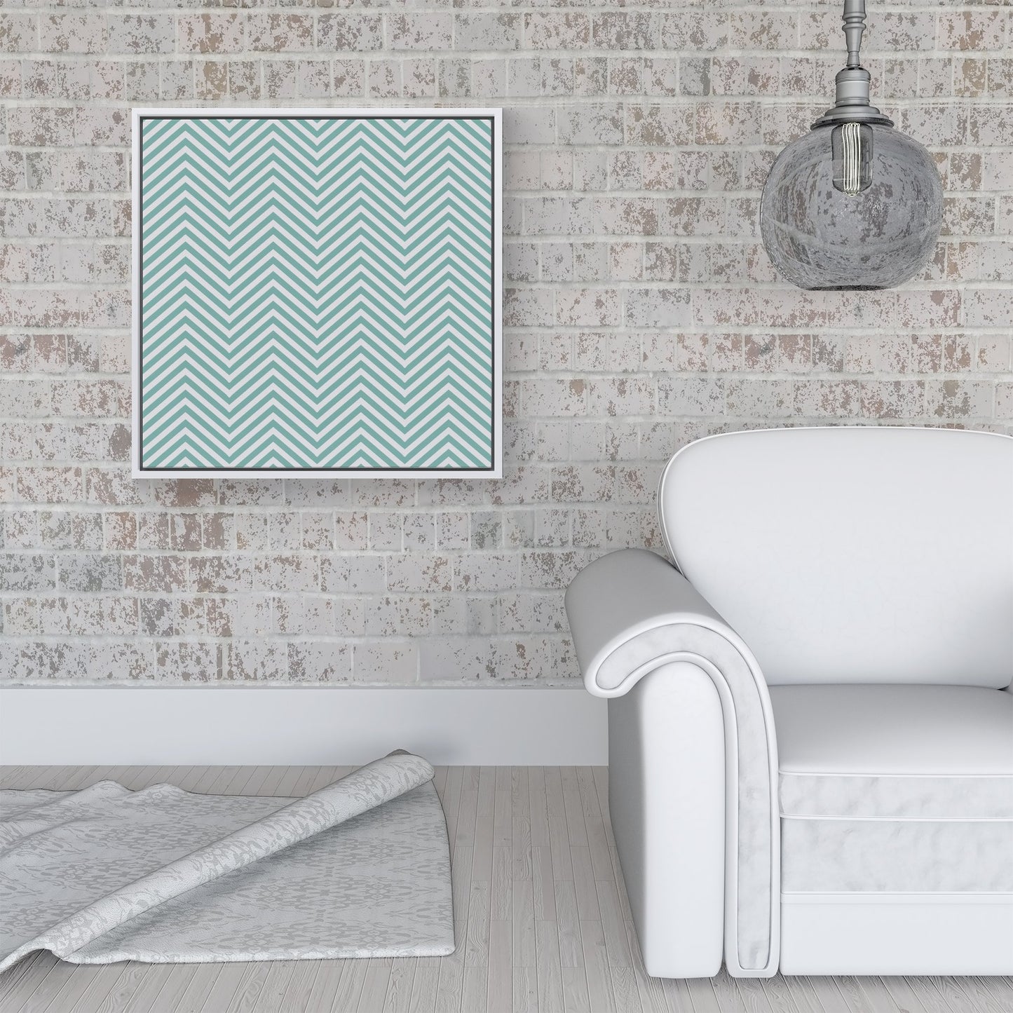 Geometric Chevron Pattern Framed Canvas