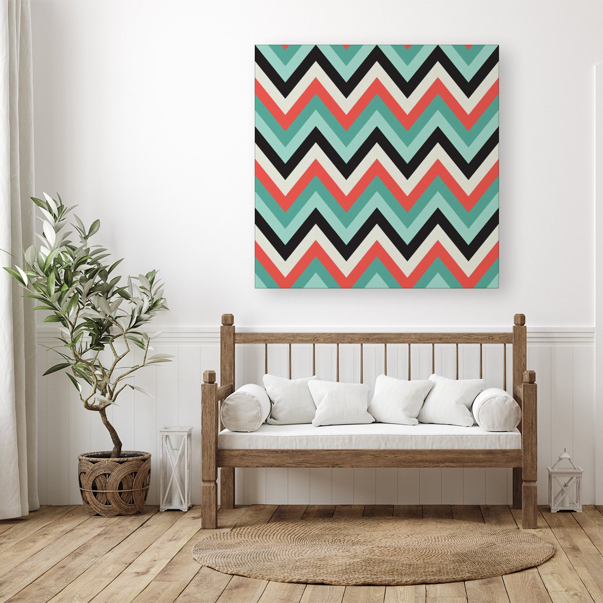Geometric Colored Chevron Pattern Canvas