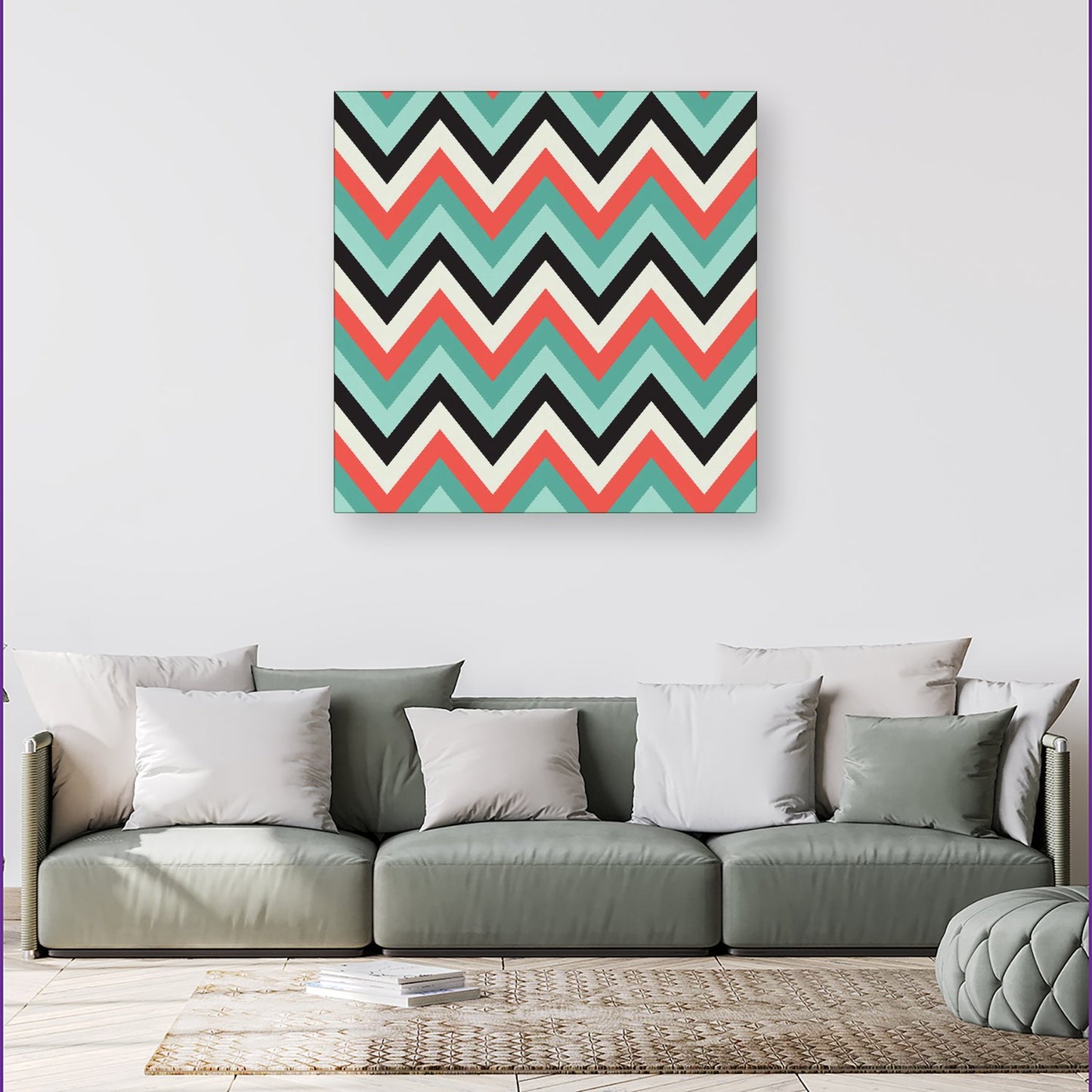 Geometric Colored Chevron Pattern Canvas