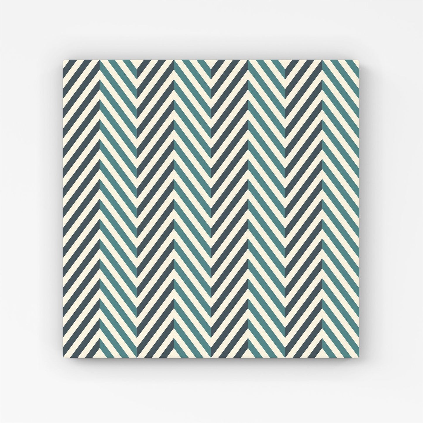 Geometric Herringbone Chevron Blues Canvas