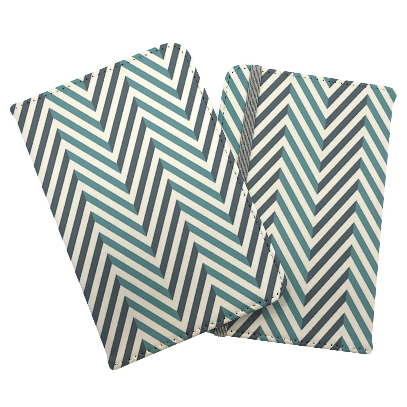 Geometric Herringbone Chevron Blues Passport Cover