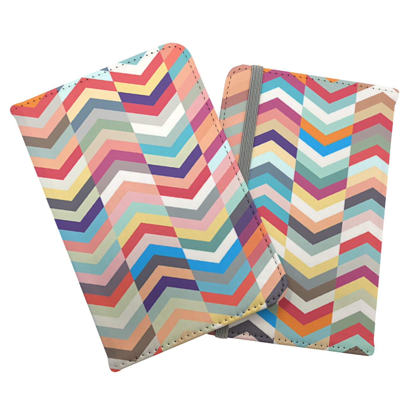 Geometric Multi Colored Chevron Pattern Passport Cover