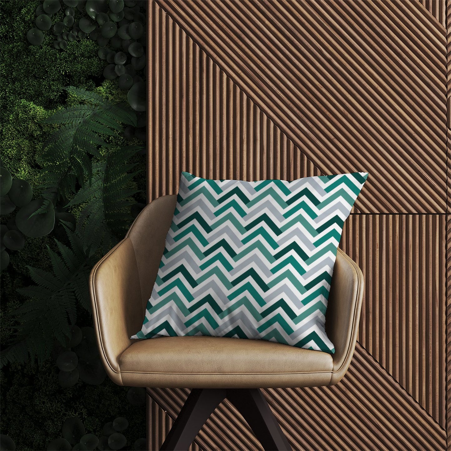 Retro Vintage Colored Chevron Pattern Outdoor Cushion