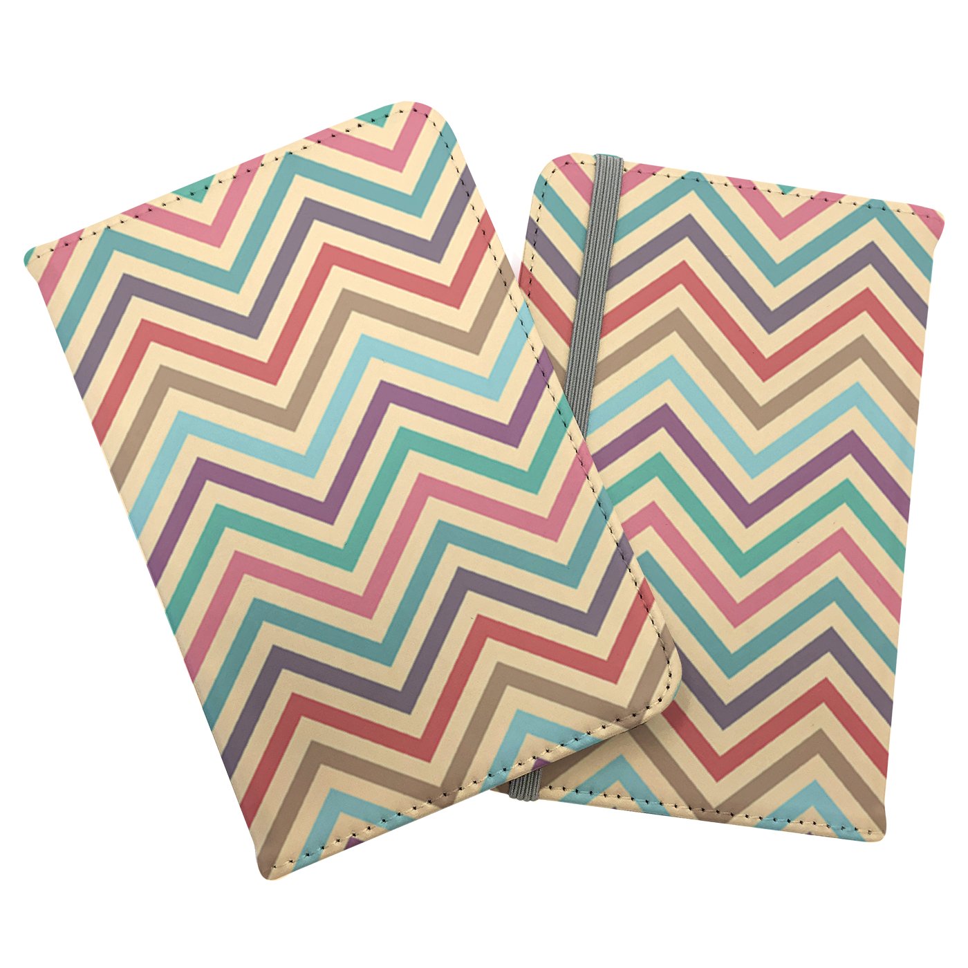 Geometric Vintage Colored Chevron Pattern Passport Cover