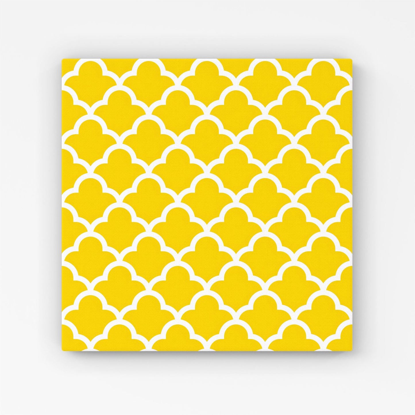 Geometric Yellow Quatrefoil Wave Canvas