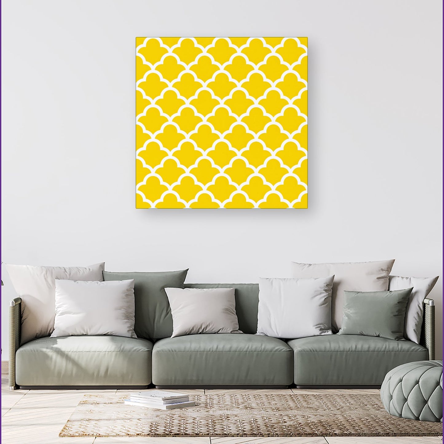 Geometric Yellow Quatrefoil Wave Canvas