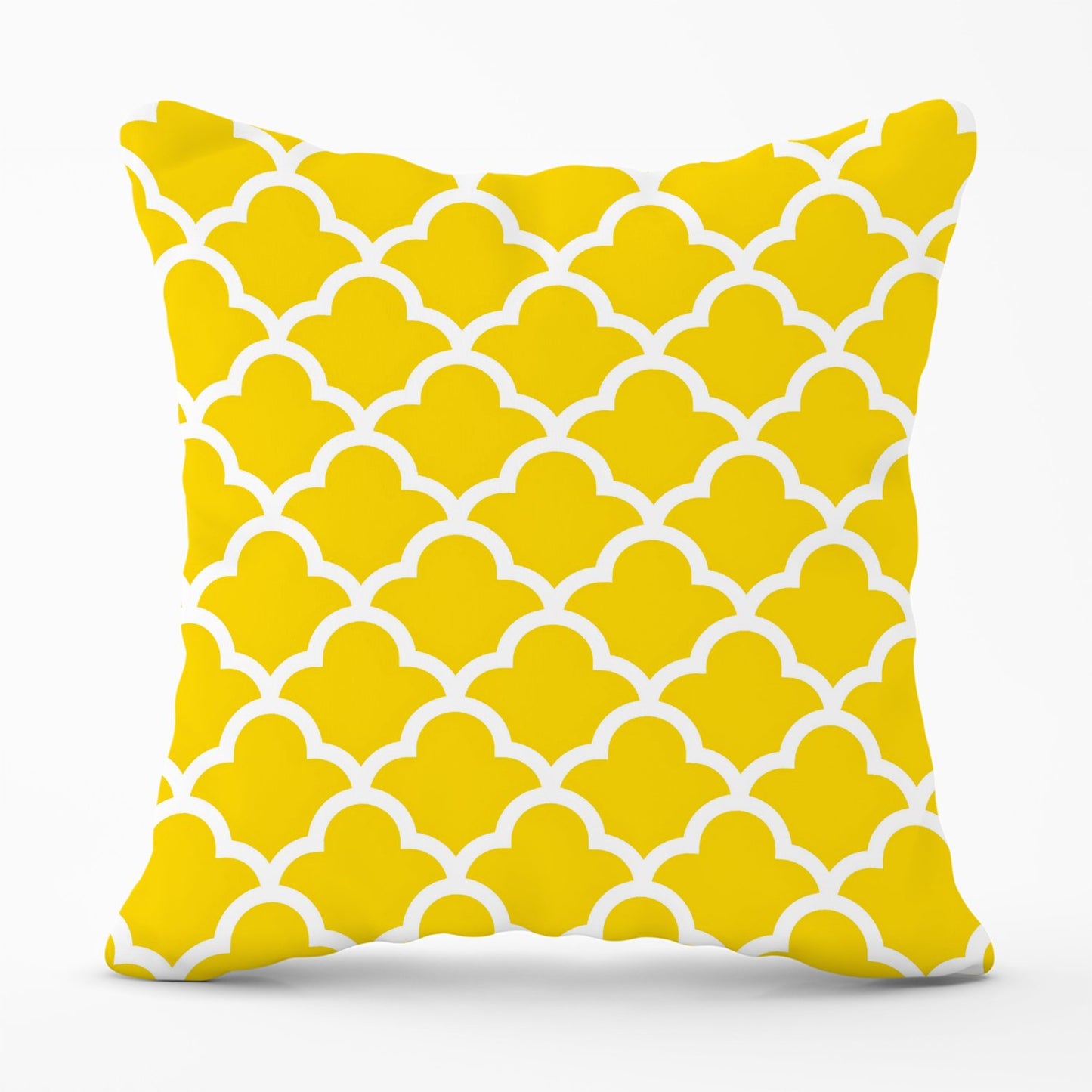 Geometric Yellow Quatrefoil Wave Outdoor Cushion