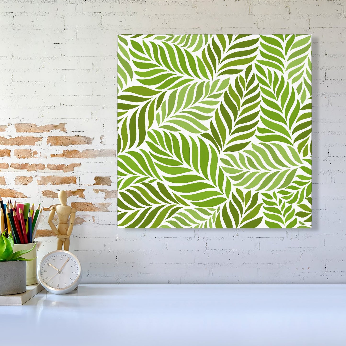Green Leaf Pattern Canvas