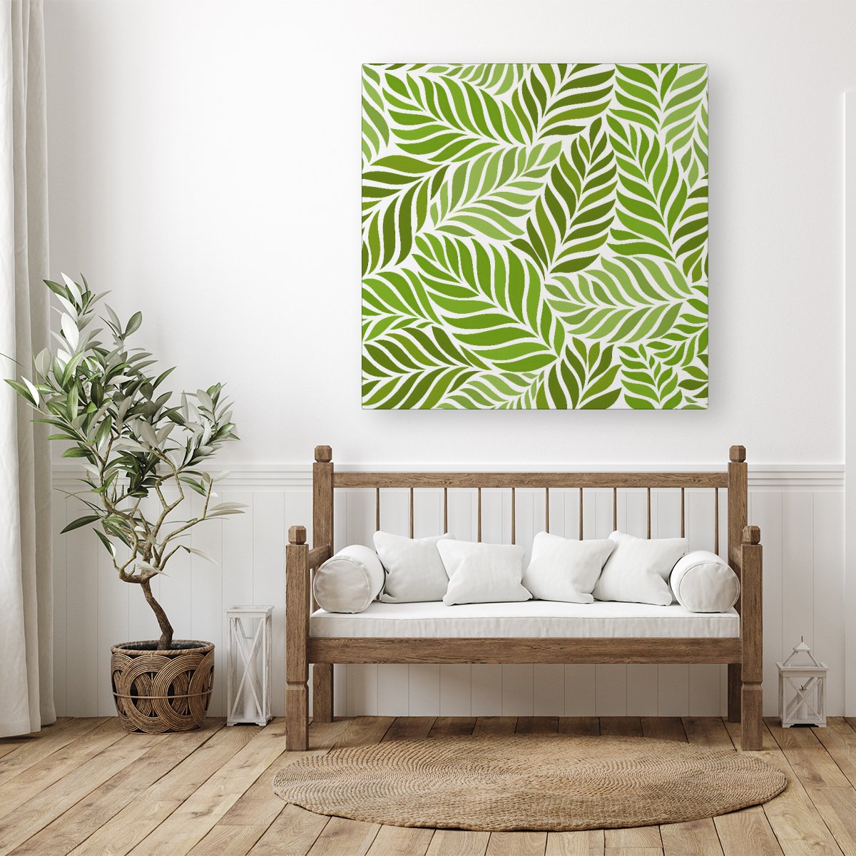 Green Leaf Pattern Canvas