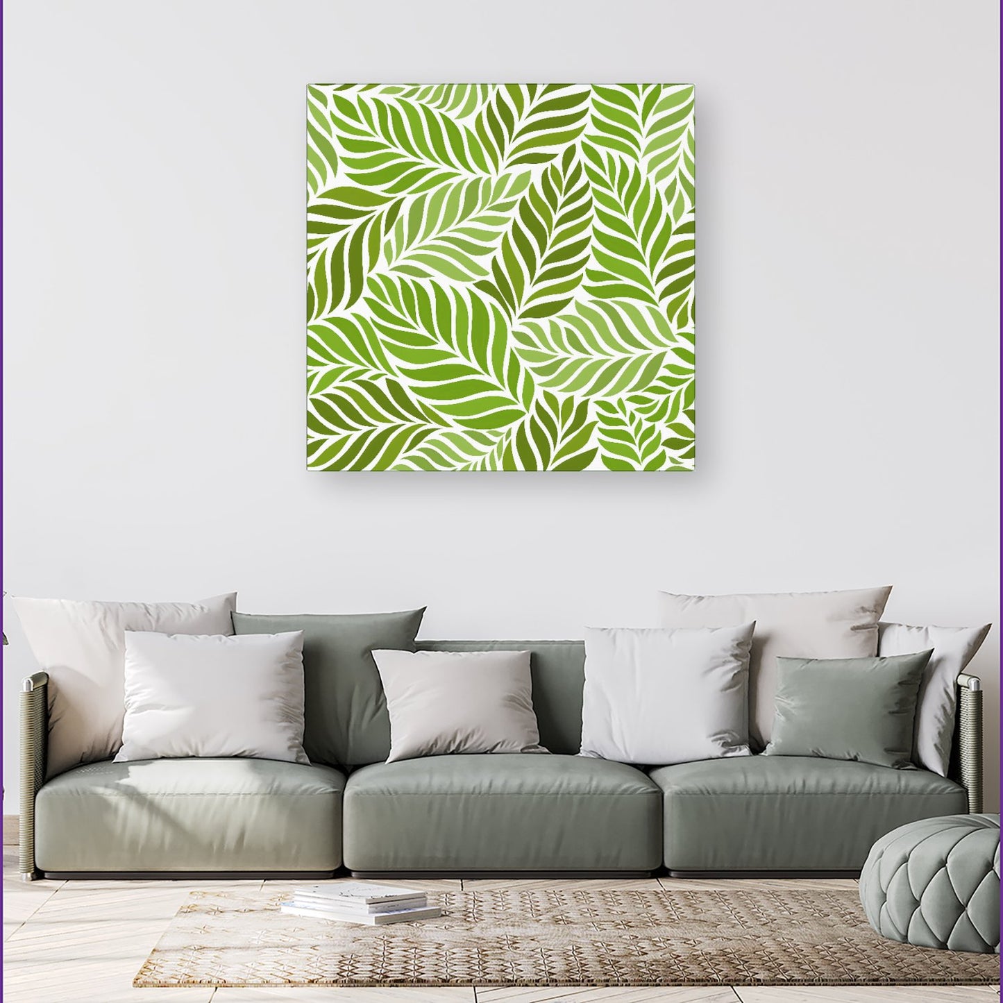 Green Leaf Pattern Canvas