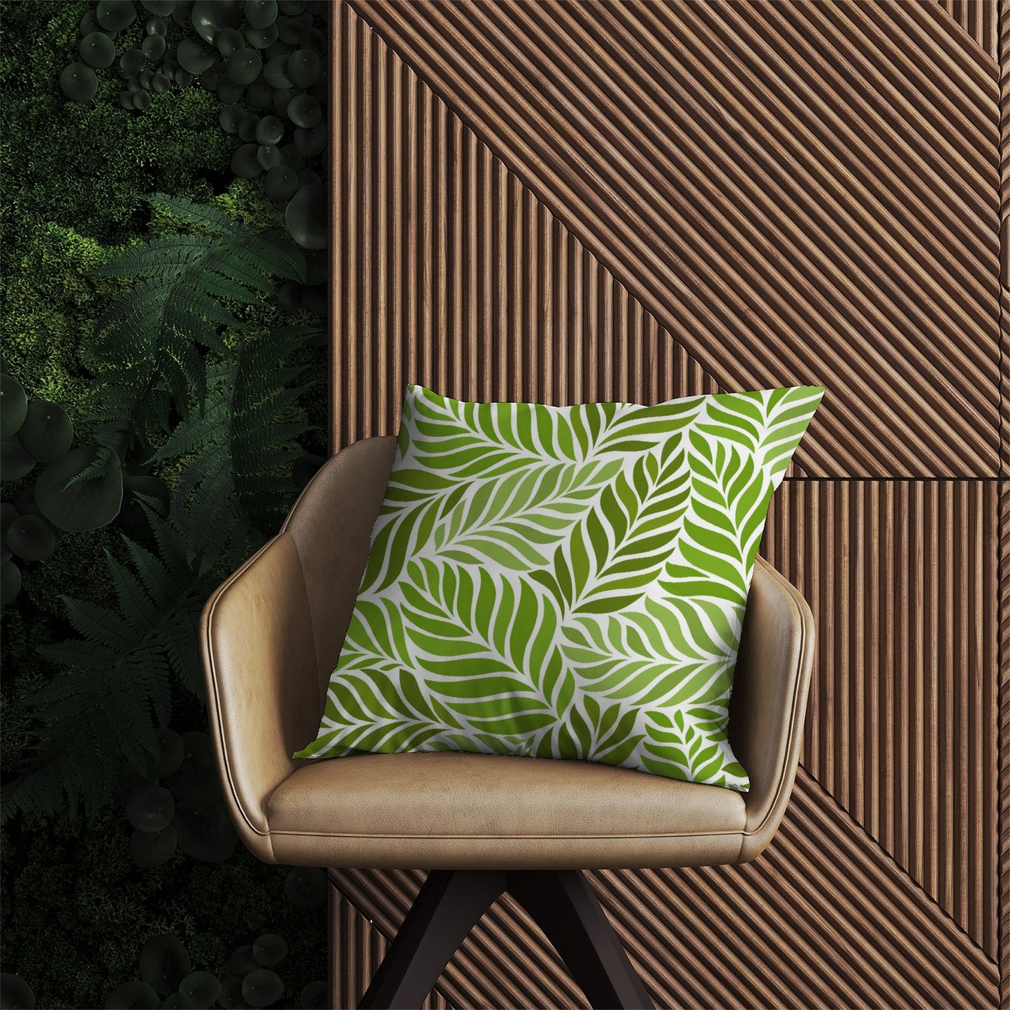 Green Leaf Pattern Outdoor Cushion