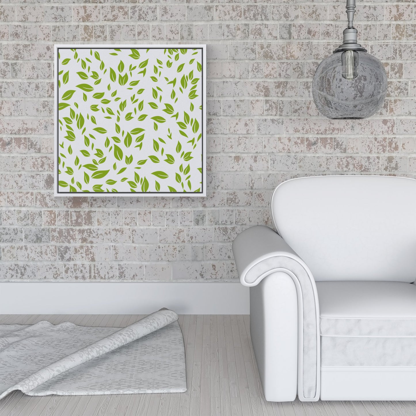 Green Leaves Framed Canvas