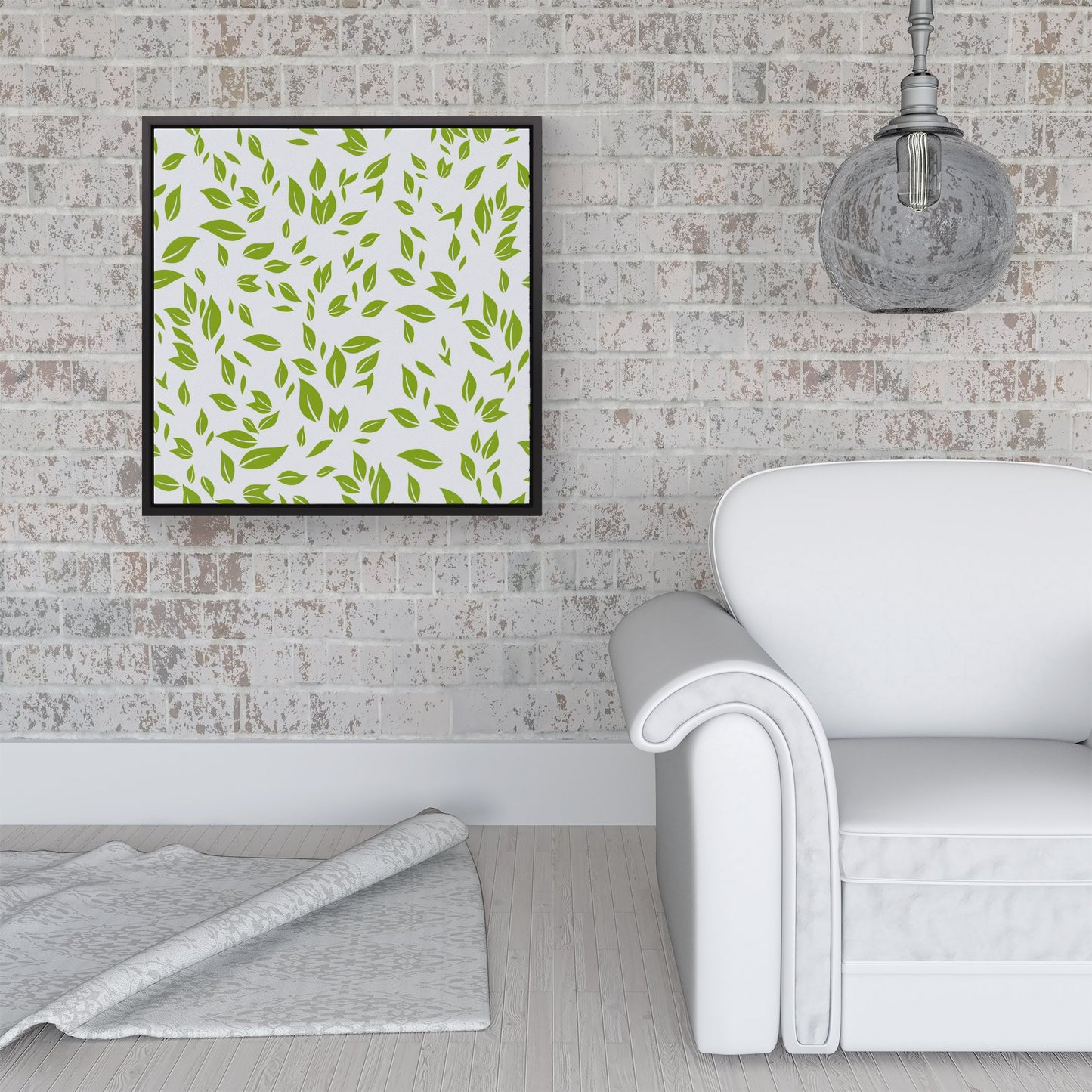 Green Leaves Framed Canvas