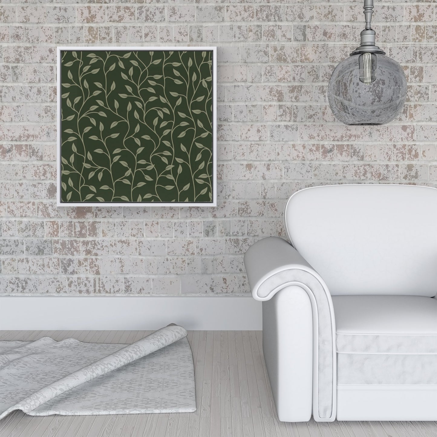 Green Shrub With Leaves Framed Canvas