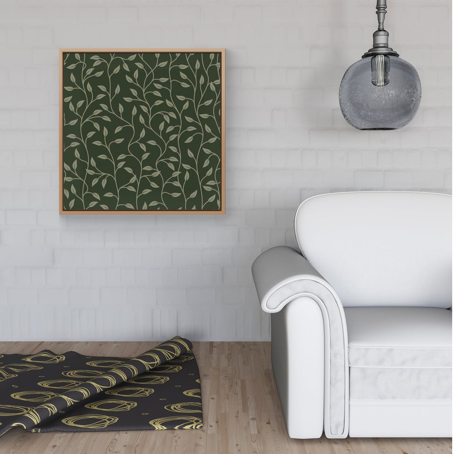 Green Shrub With Leaves Framed Canvas