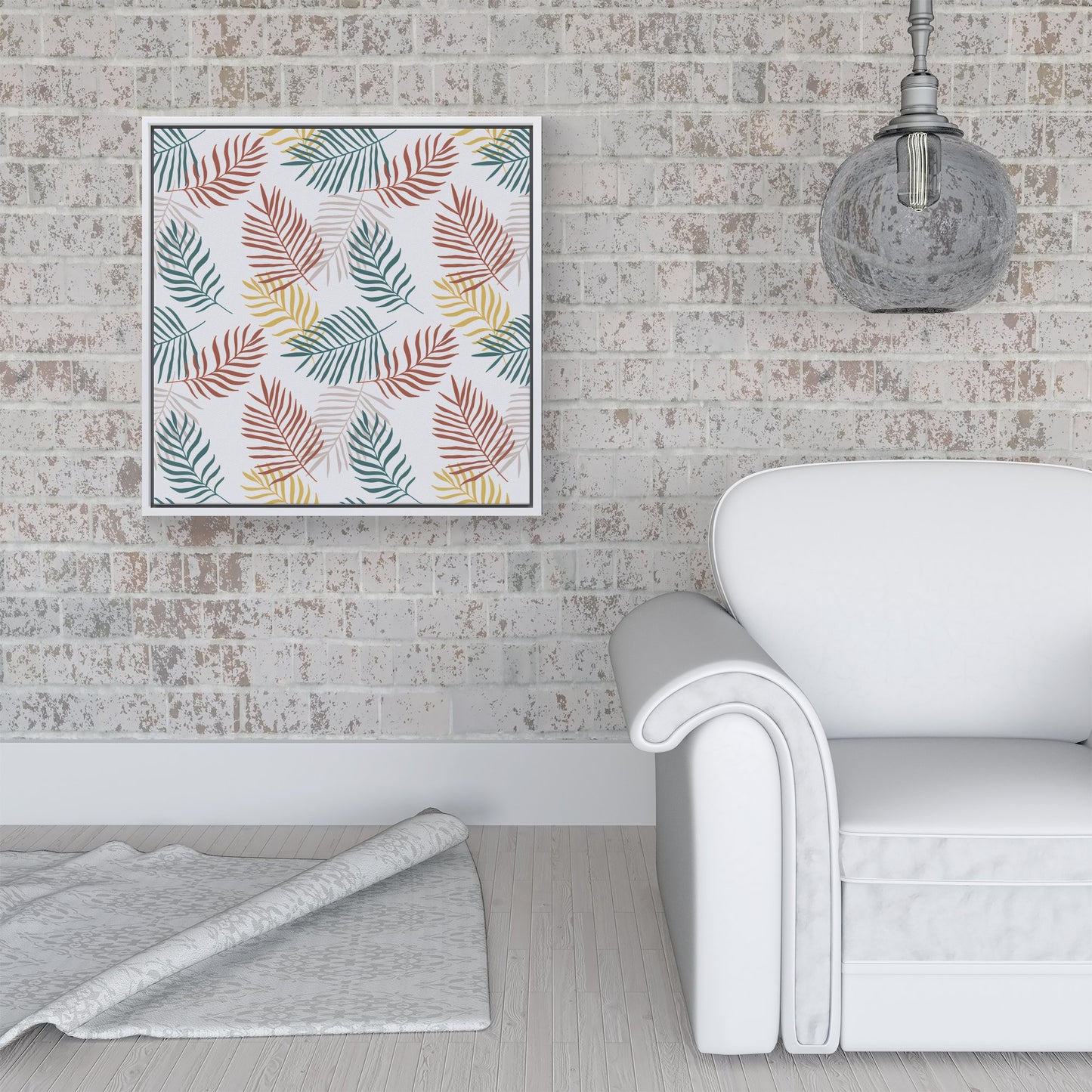 Palm Branches In Natural Colors Framed Canvas