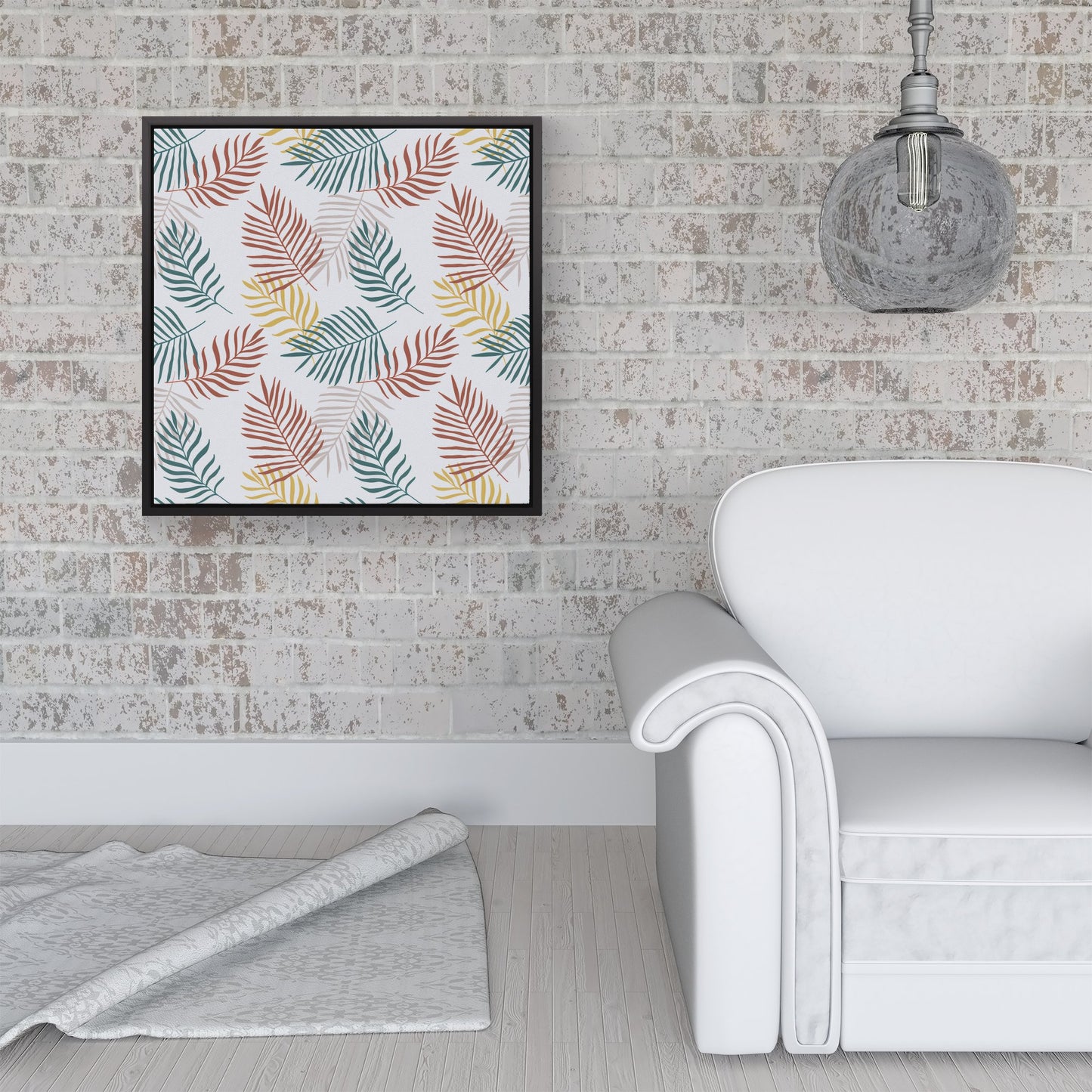 Palm Branches In Natural Colors Framed Canvas