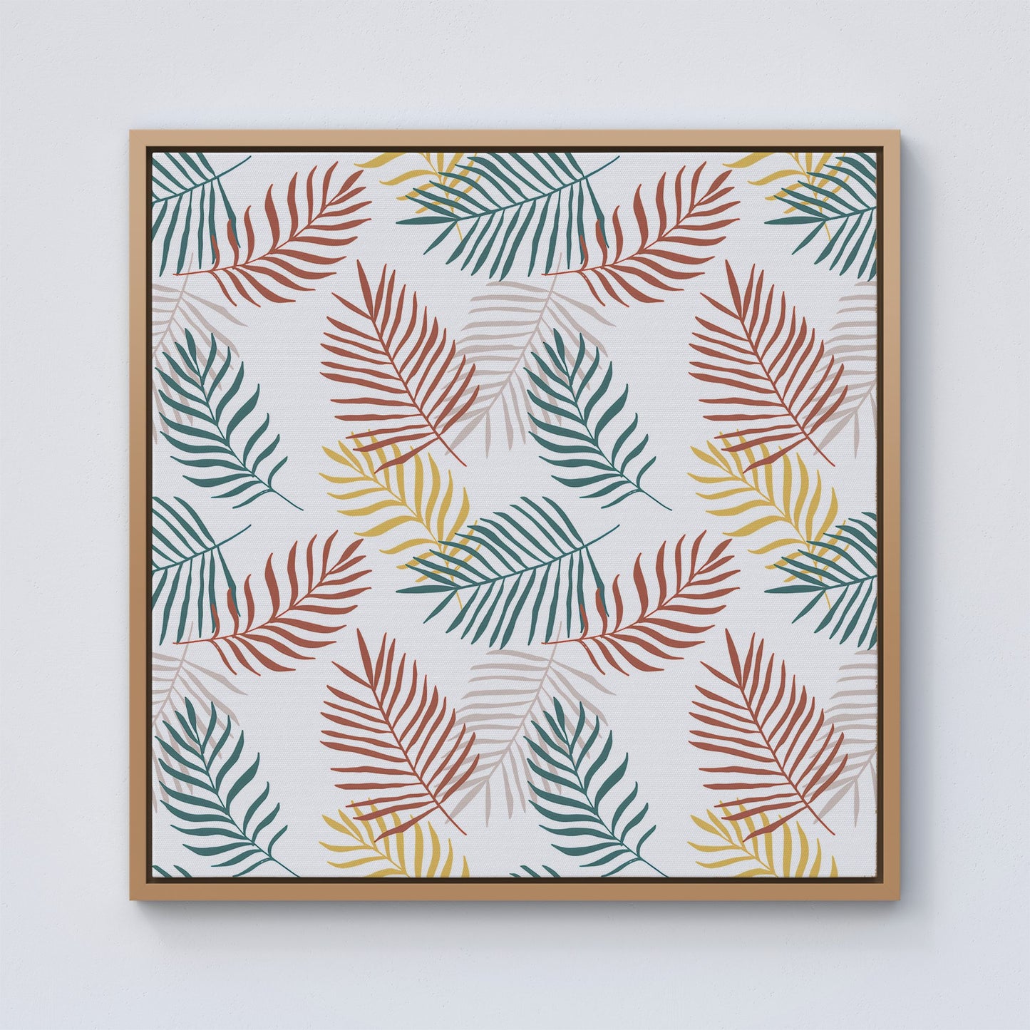 Palm Branches In Natural Colors Framed Canvas