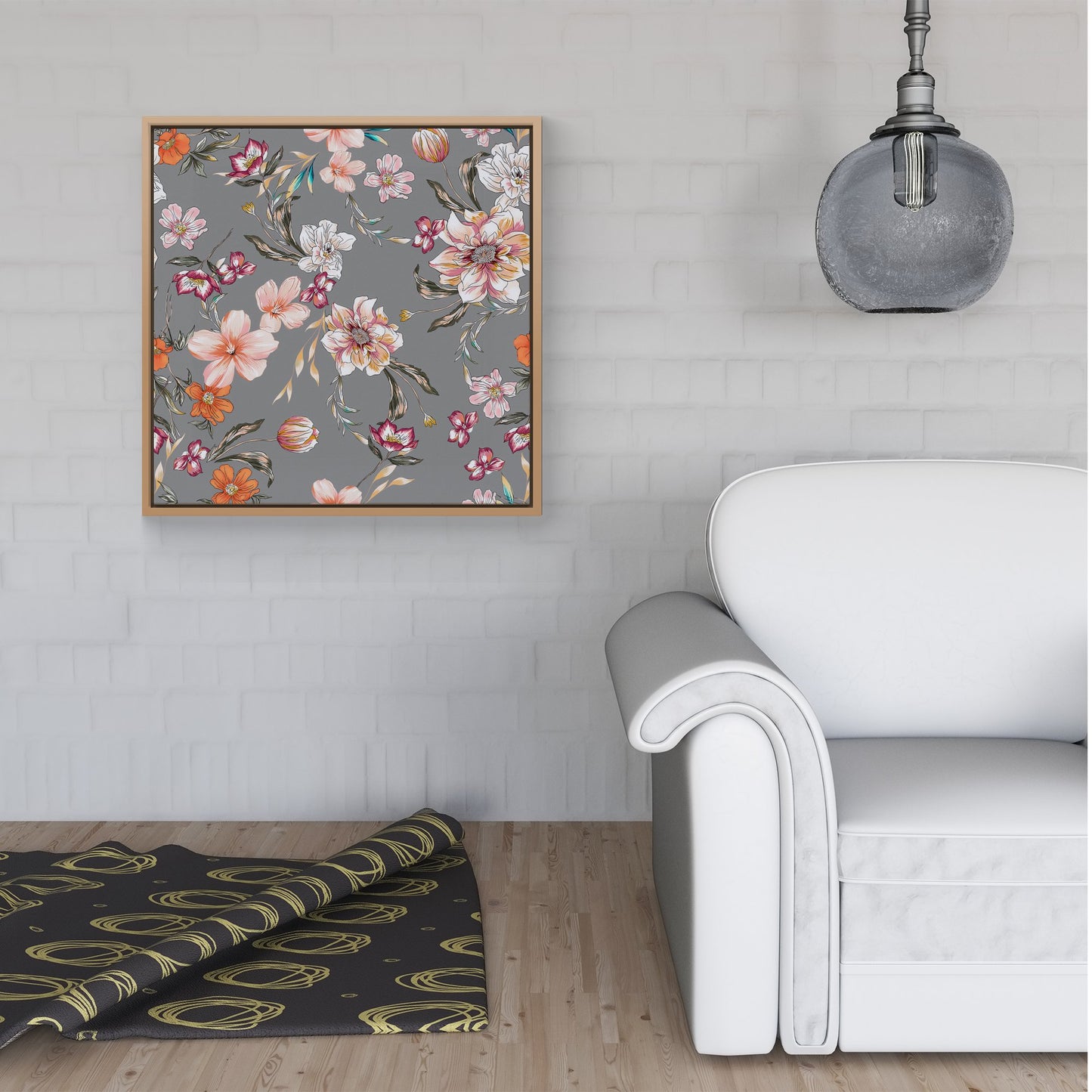 Peony, Lily, Tulip, Daisy Colorful Framed Canvas