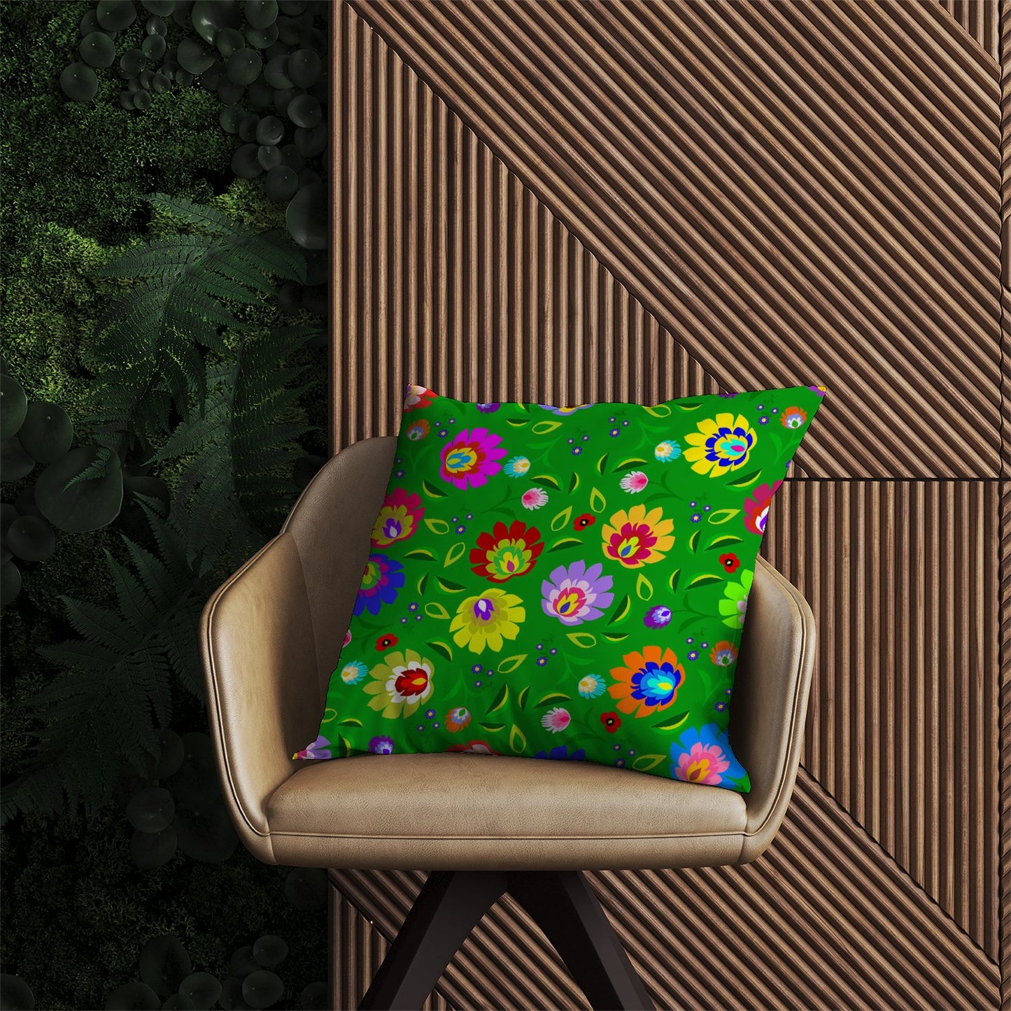 Polish Folk Floral Outdoor Cushion