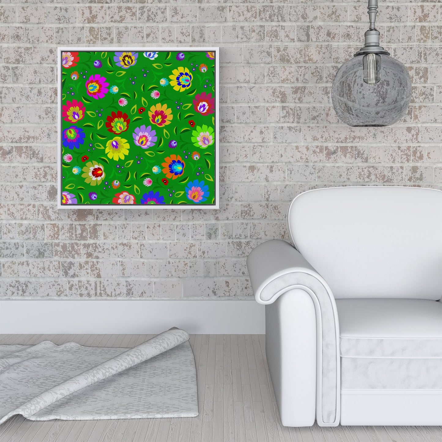 Polish Folk Floral Framed Canvas