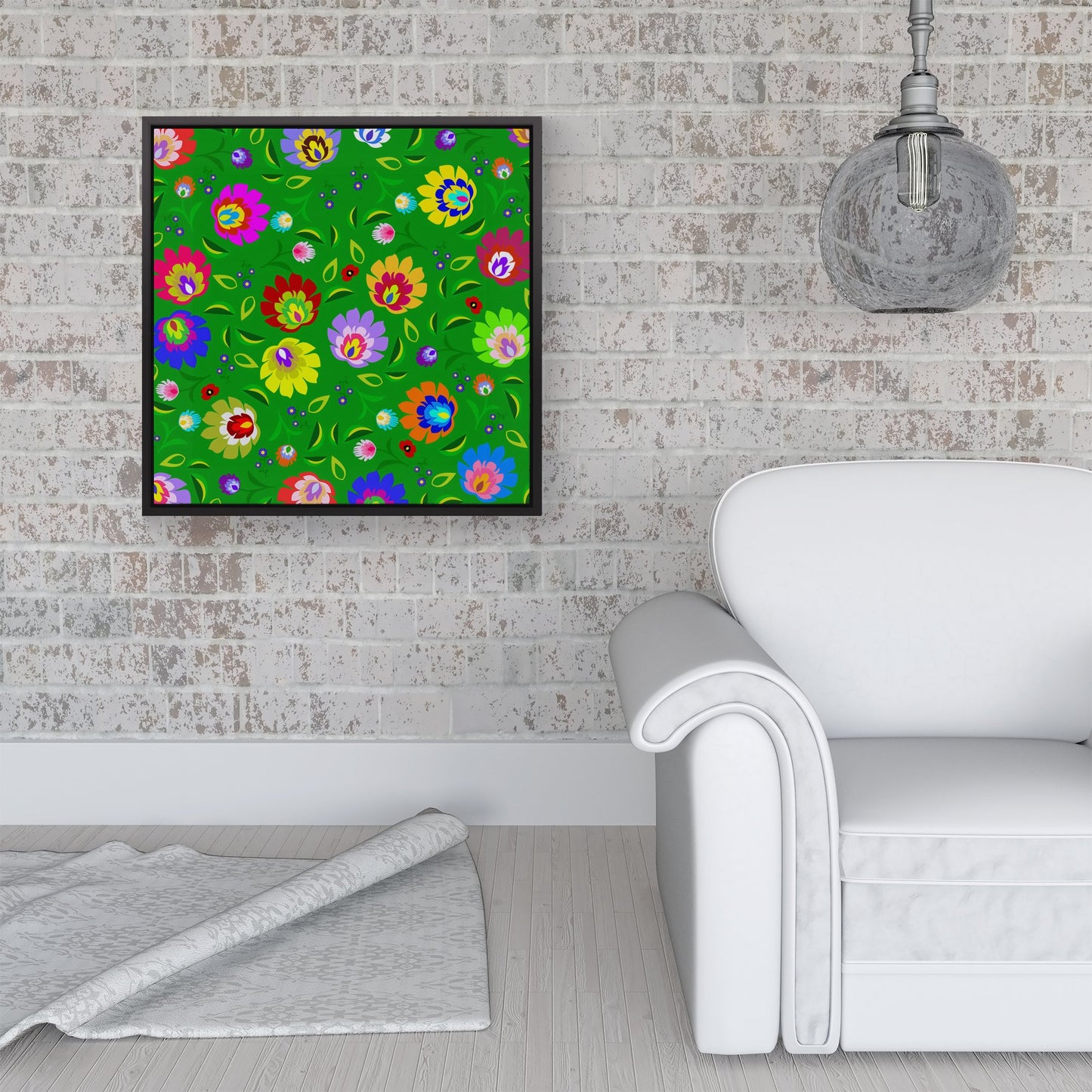 Polish Folk Floral Framed Canvas