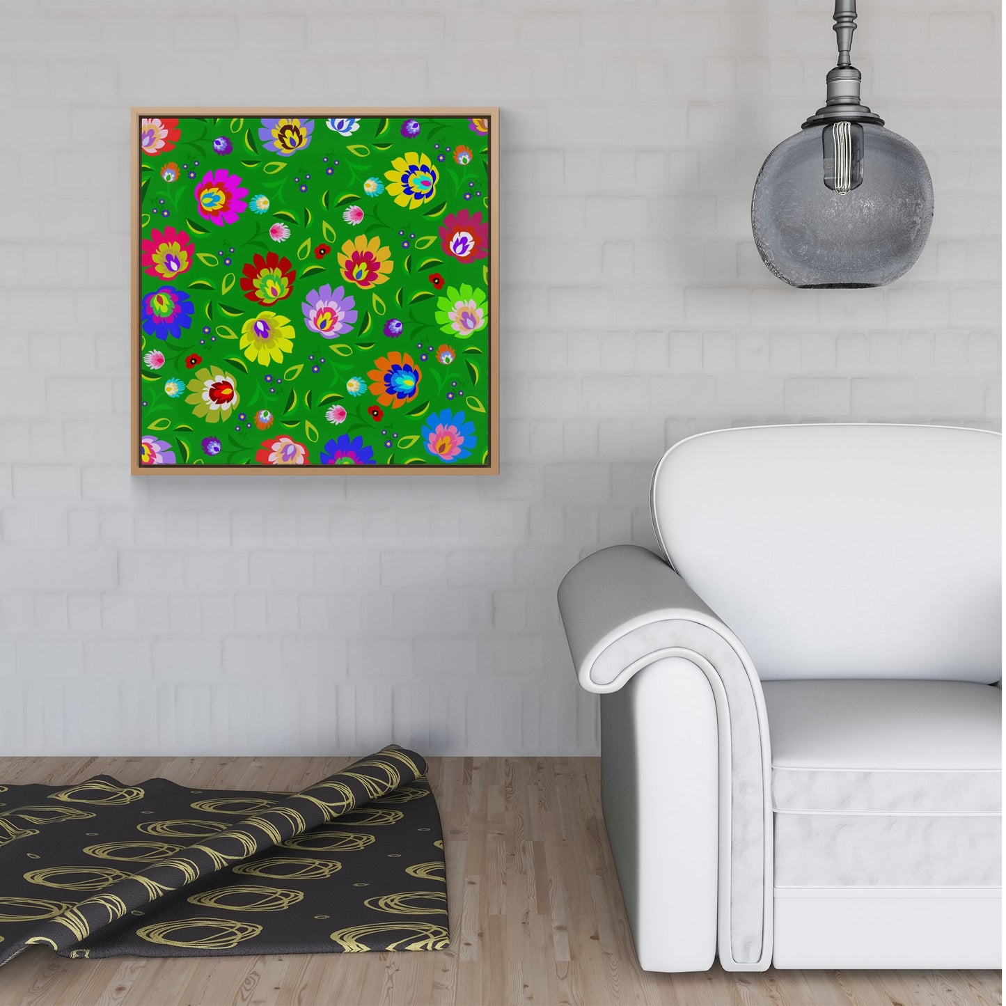 Polish Folk Floral Framed Canvas