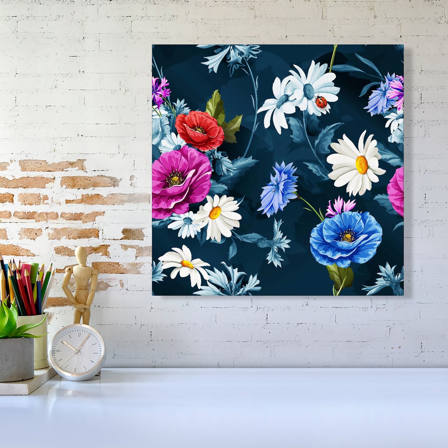 Poppy Flowers With Chamomile Canvas