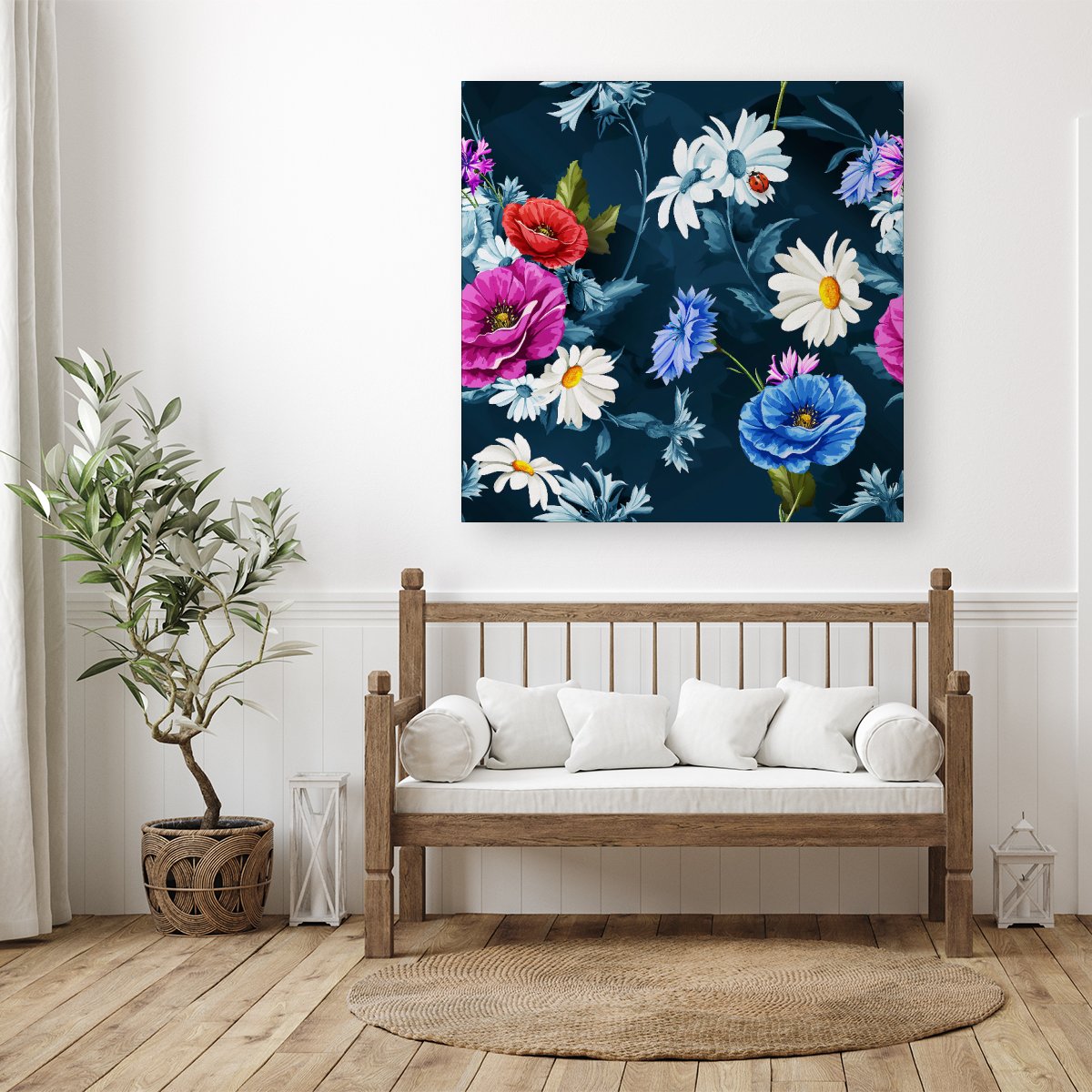 Poppy Flowers With Chamomile Canvas