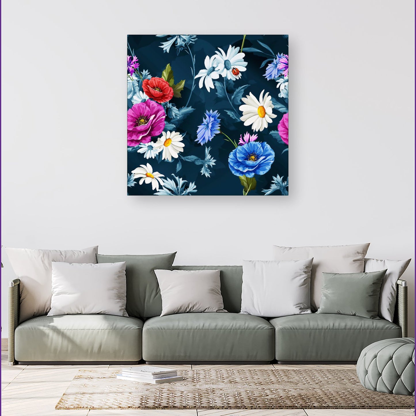 Poppy Flowers With Chamomile Canvas