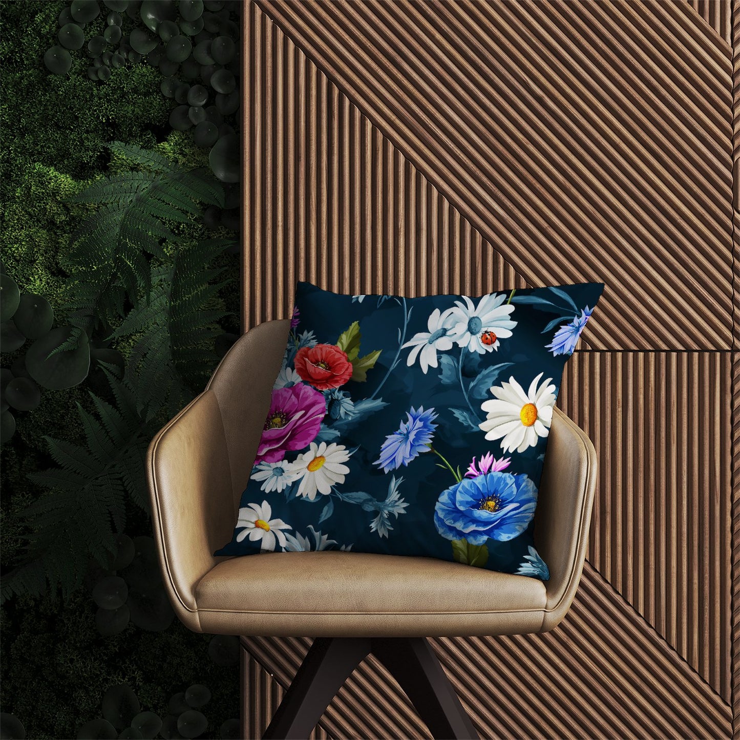 Poppy Flowers With Chamomile Outdoor Cushion