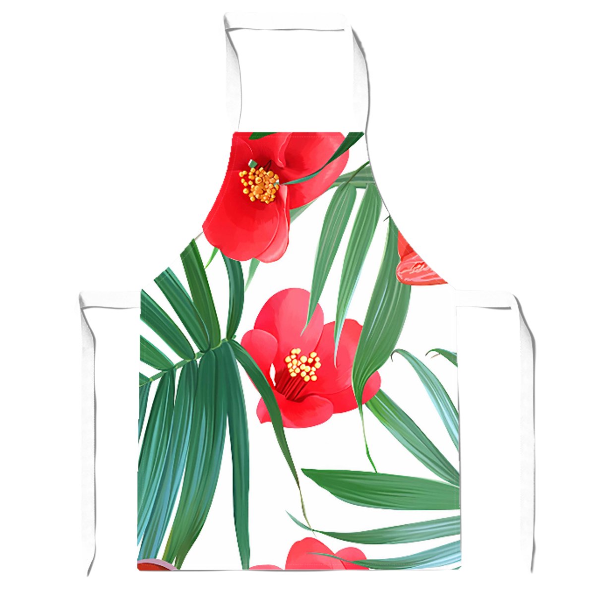 Tropical Flowers And Palm Leaves Hawaiian Apron
