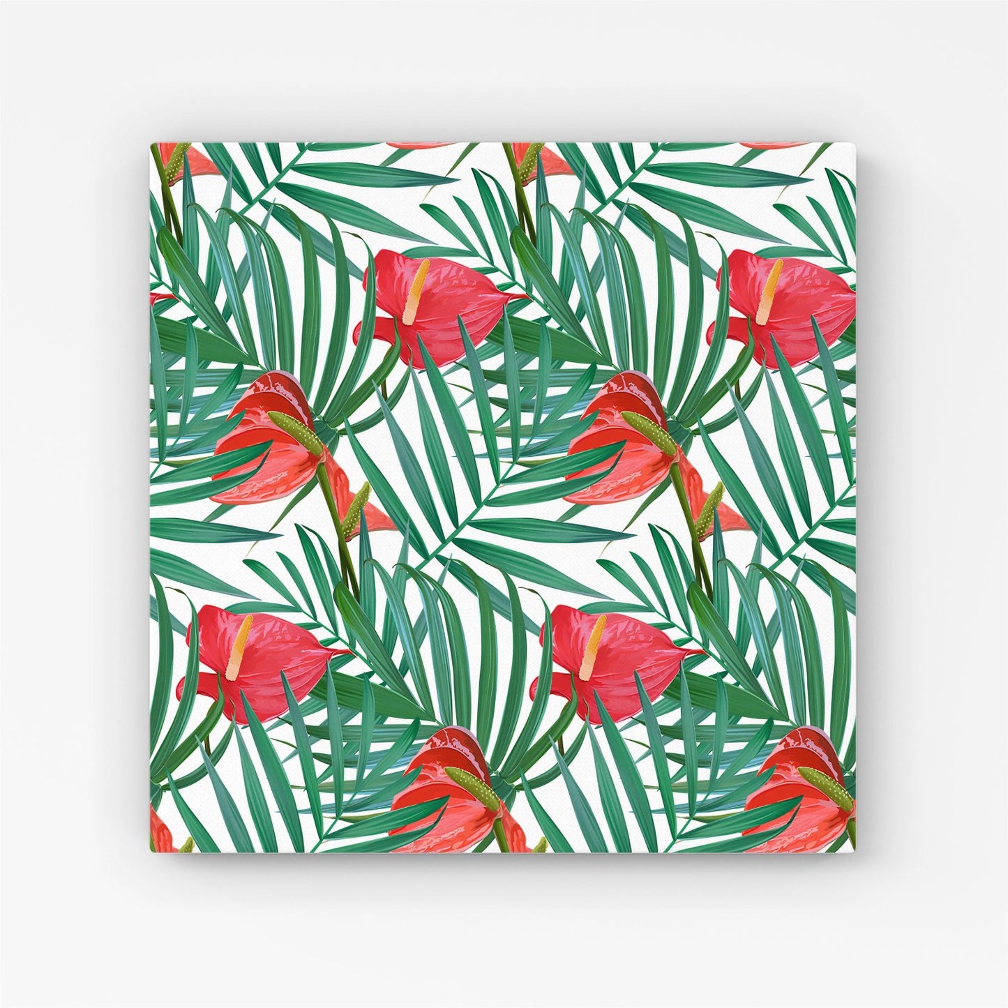 Tropical Flowers And Palm Leaves Canvas