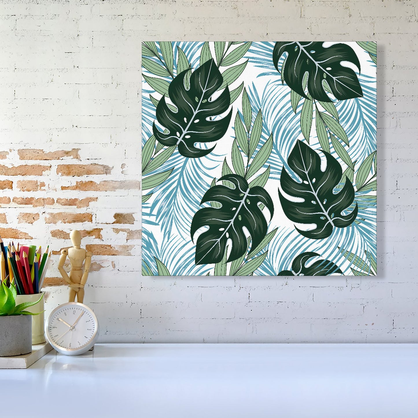 Tropical Pattern With Bright Plants And Flowers Canvas