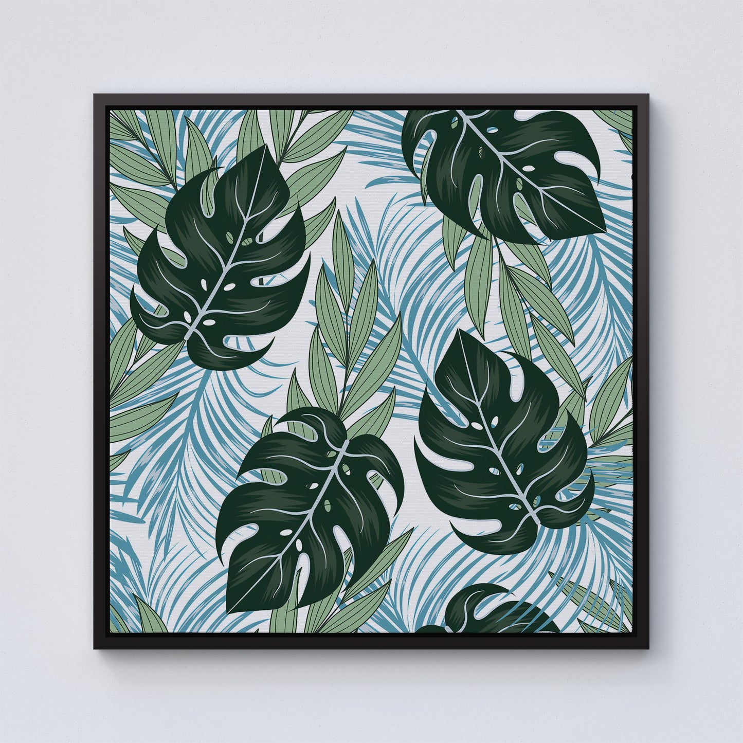 Tropical Pattern And Flowers Framed Canvas