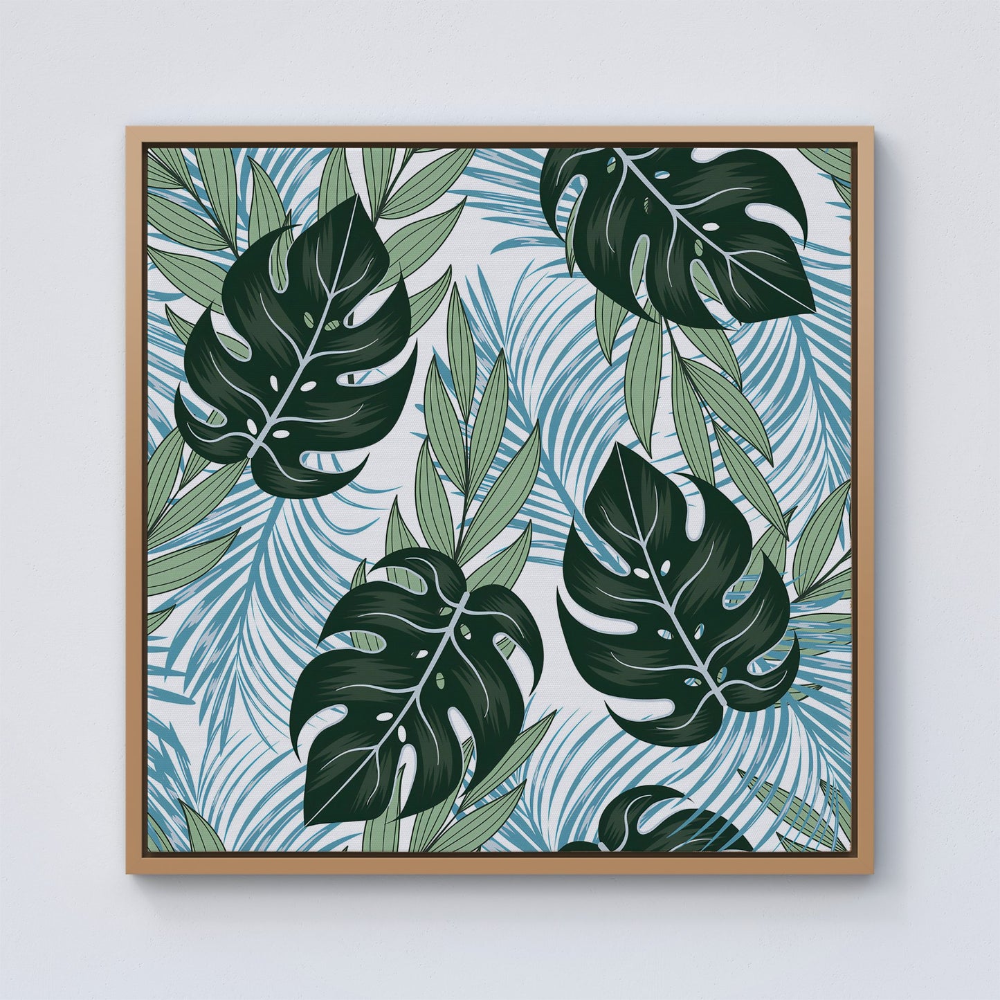 Tropical Pattern And Flowers Framed Canvas