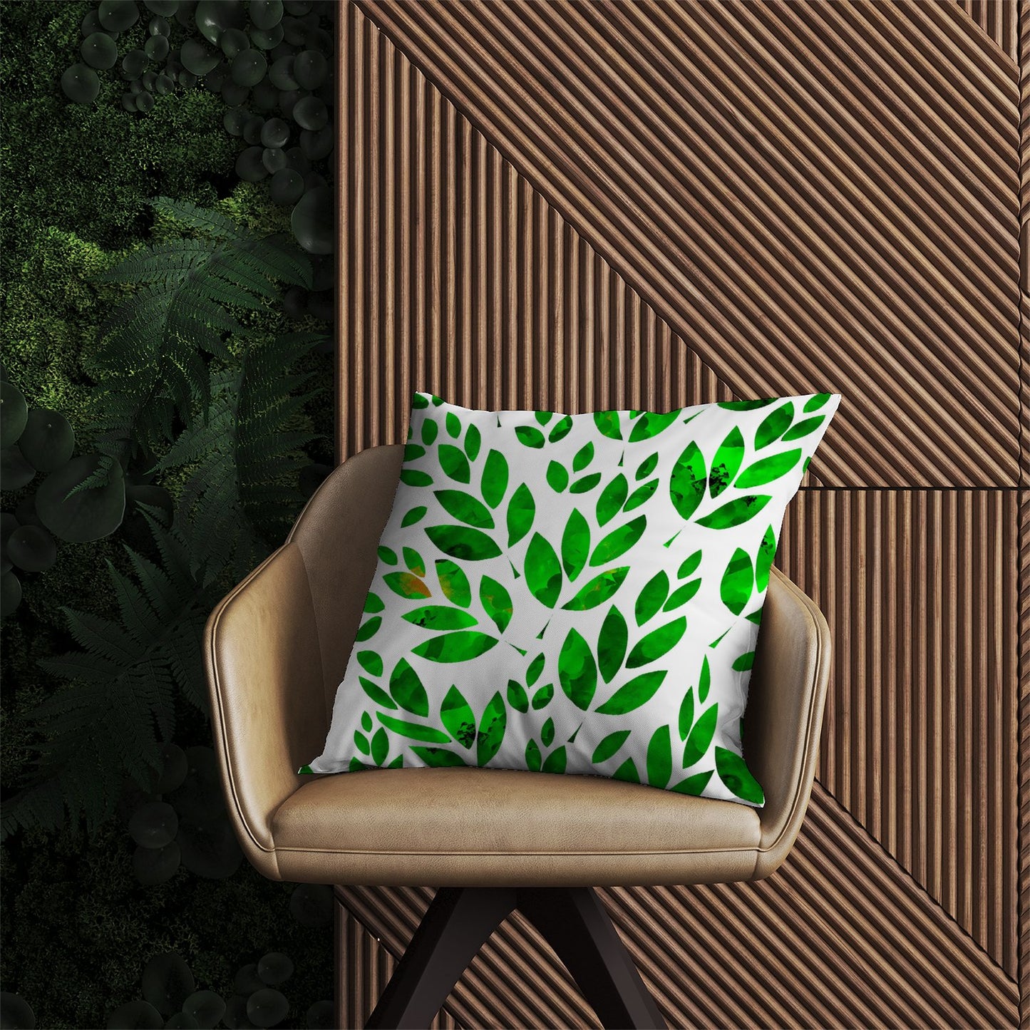 Watercolor Abstract Leaves Outdoor Cushion