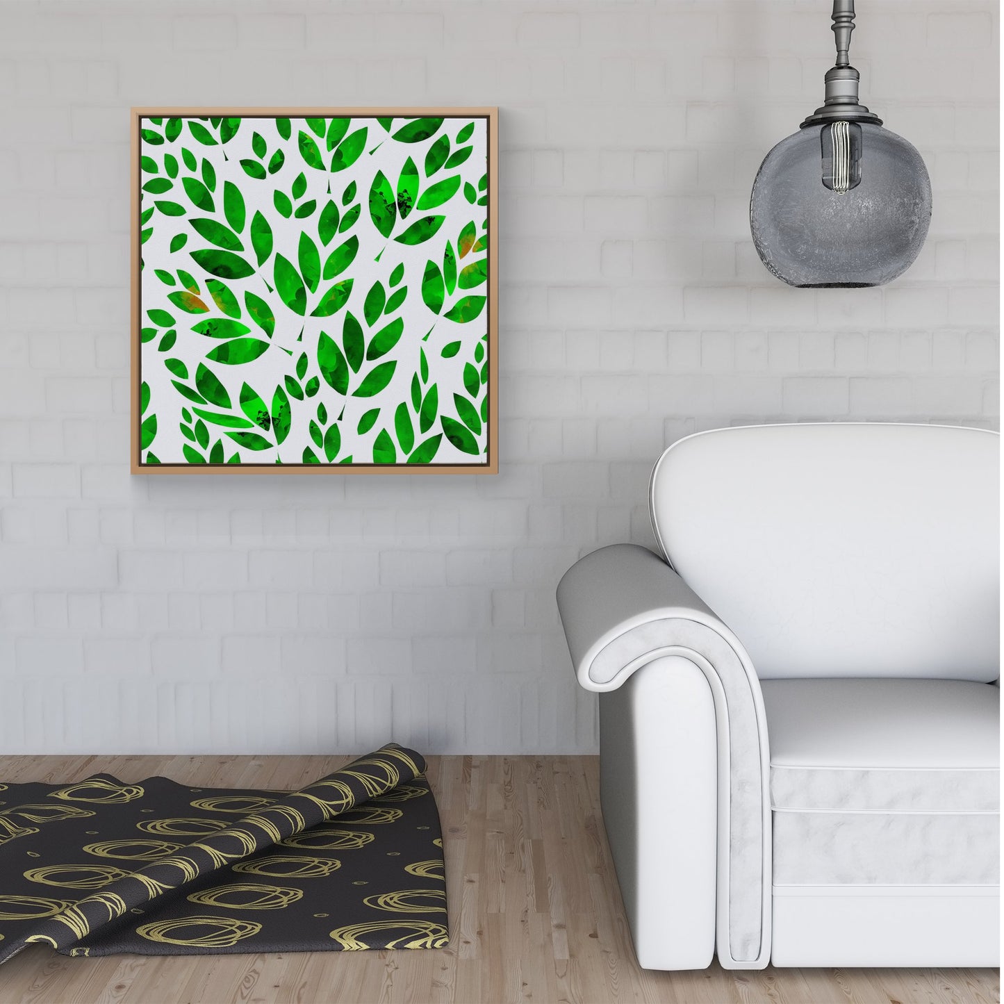Watercolor Abstract Leaves Framed Canvas