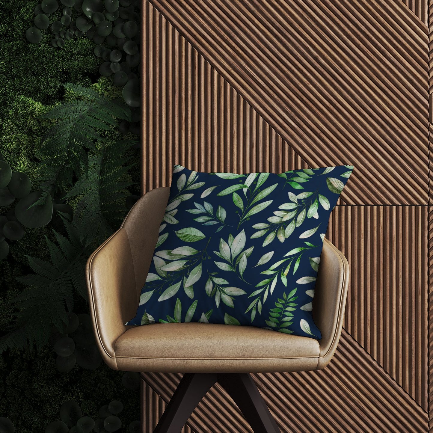 Watercolor Leaves Outdoor Cushion