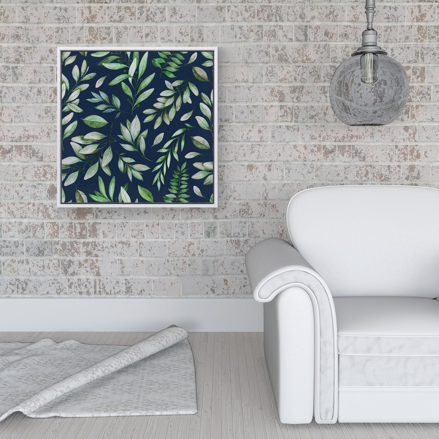 Watercolor Leaves Framed Canvas
