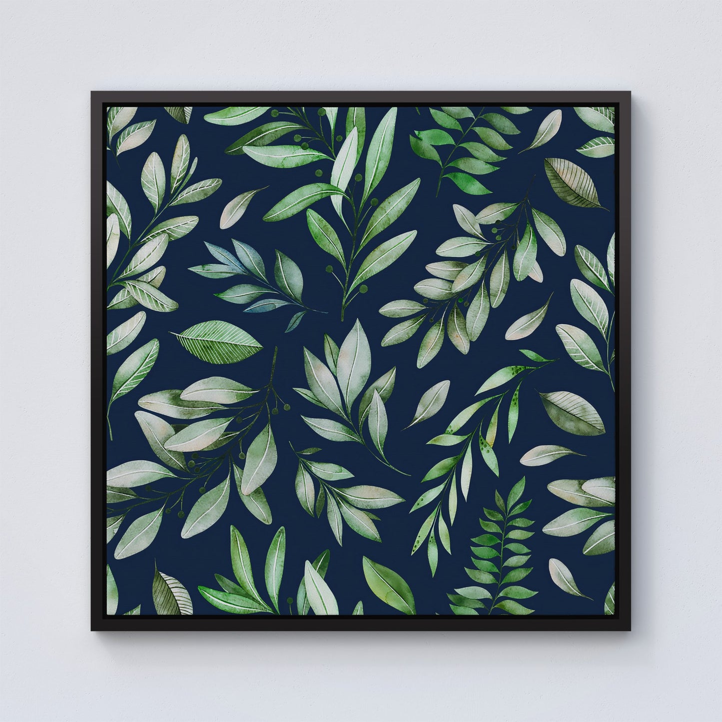 Watercolor Leaves Framed Canvas