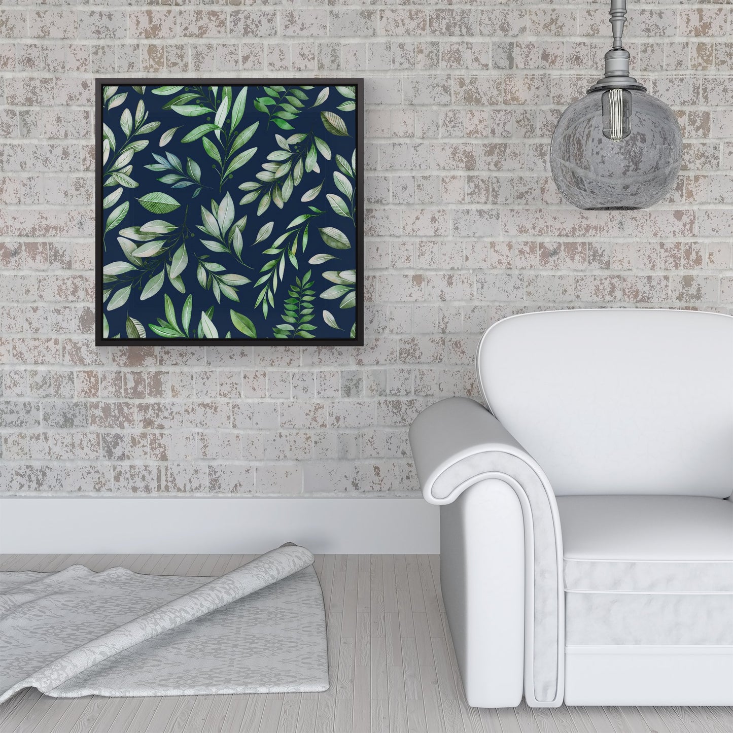 Watercolor Leaves Framed Canvas