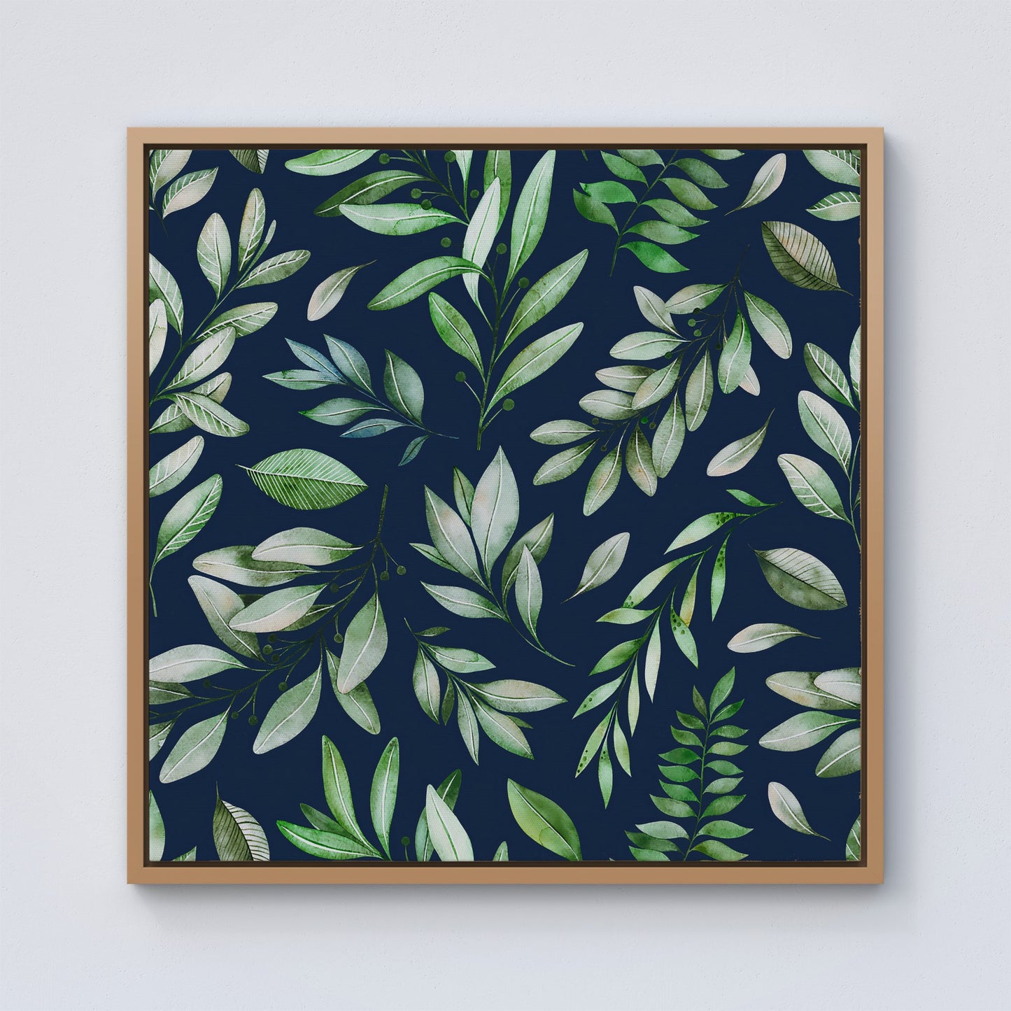 Watercolor Leaves Framed Canvas