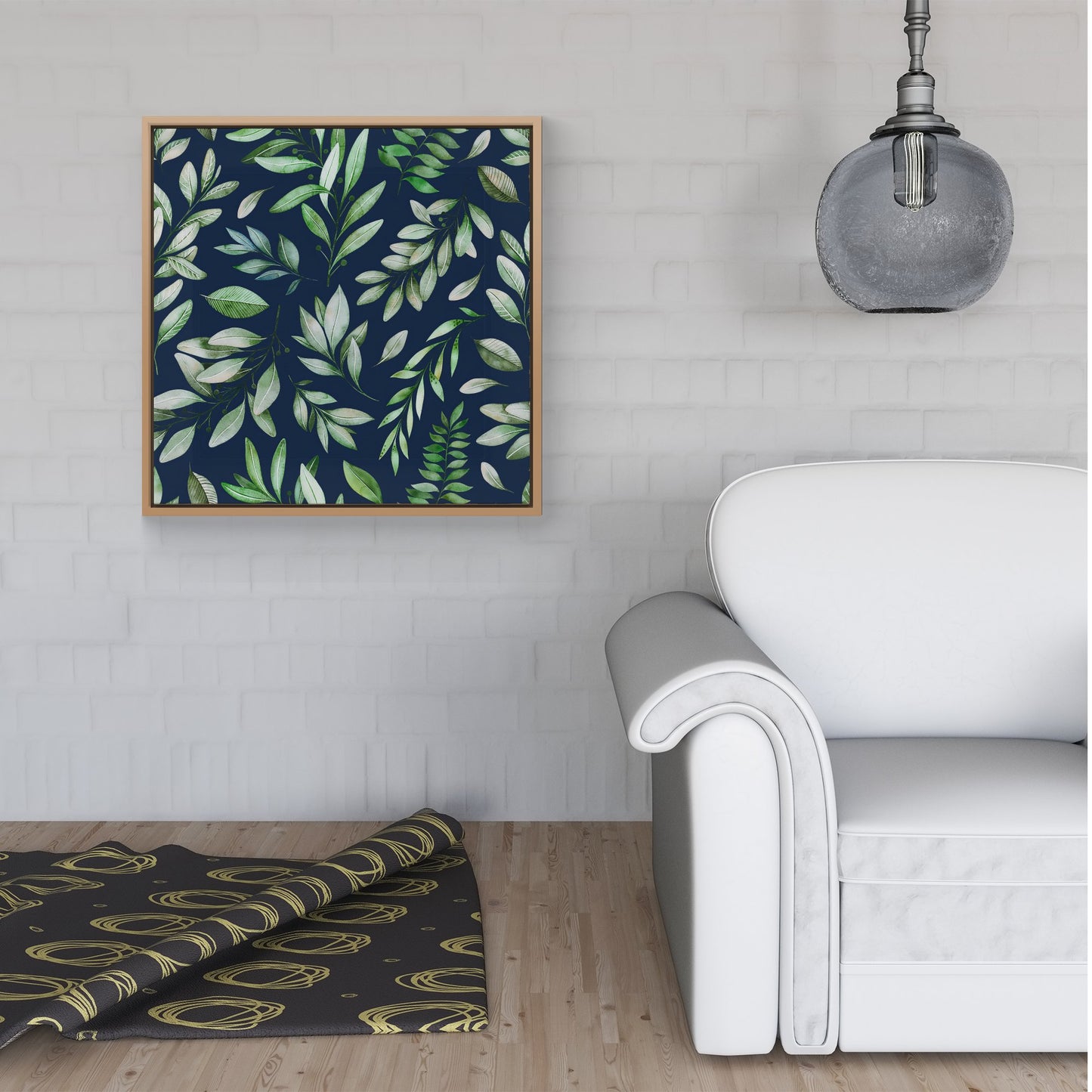 Watercolor Leaves Framed Canvas