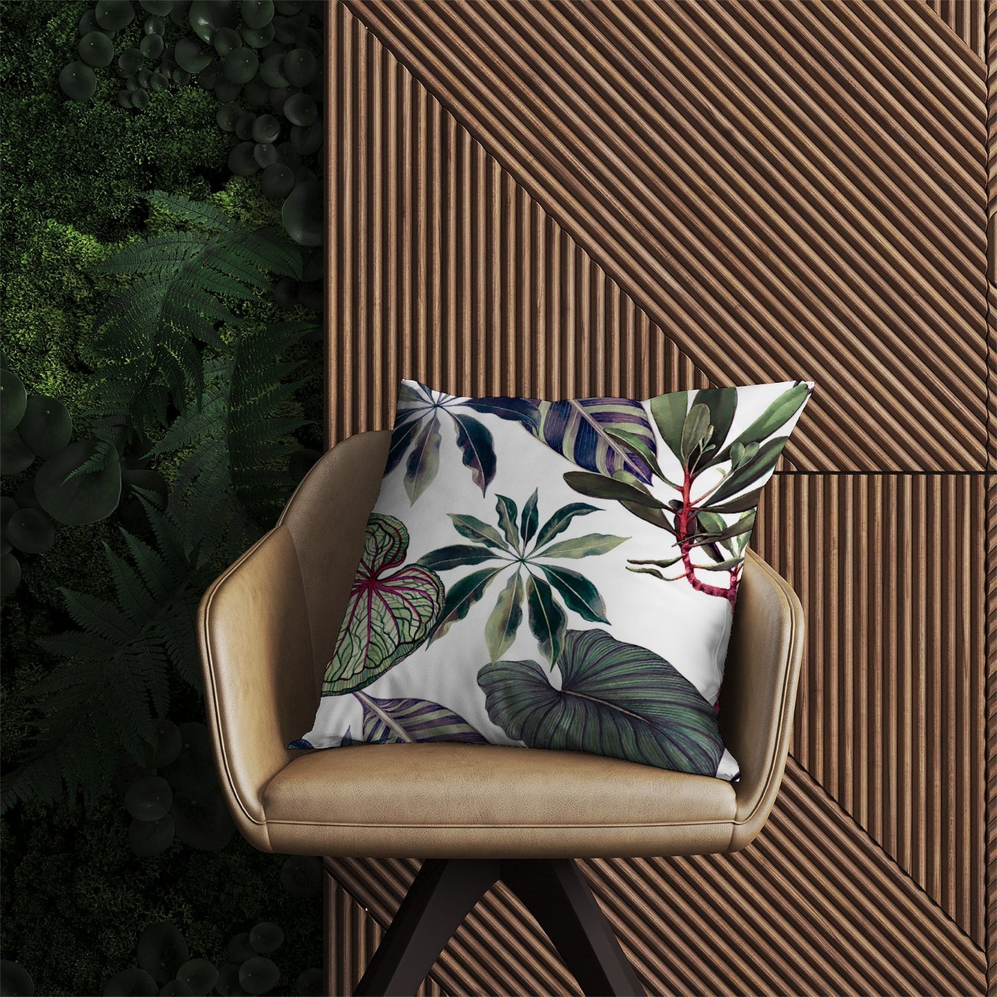 Watercolor Tropical Leaf Outdoor Cushion